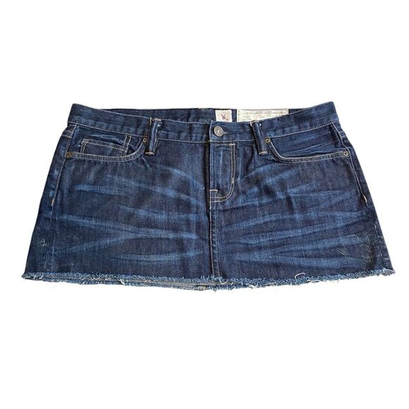 All Saints Spitalfields 10 Micro Mini Denim Jean Skirt Frayed Distressed Short - Picture 1 of 10